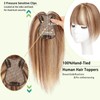 OLLAVO Real Human Hair Topper for Women, 3D French Bangs,