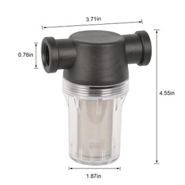 Water Pump Strainer Filter 1/2 Inch Female NPT in-Line Twist-On Pipe Strainer with 40 Mesh Stainless Steel Filter Screen for RV, Garden Hose, Water Pump