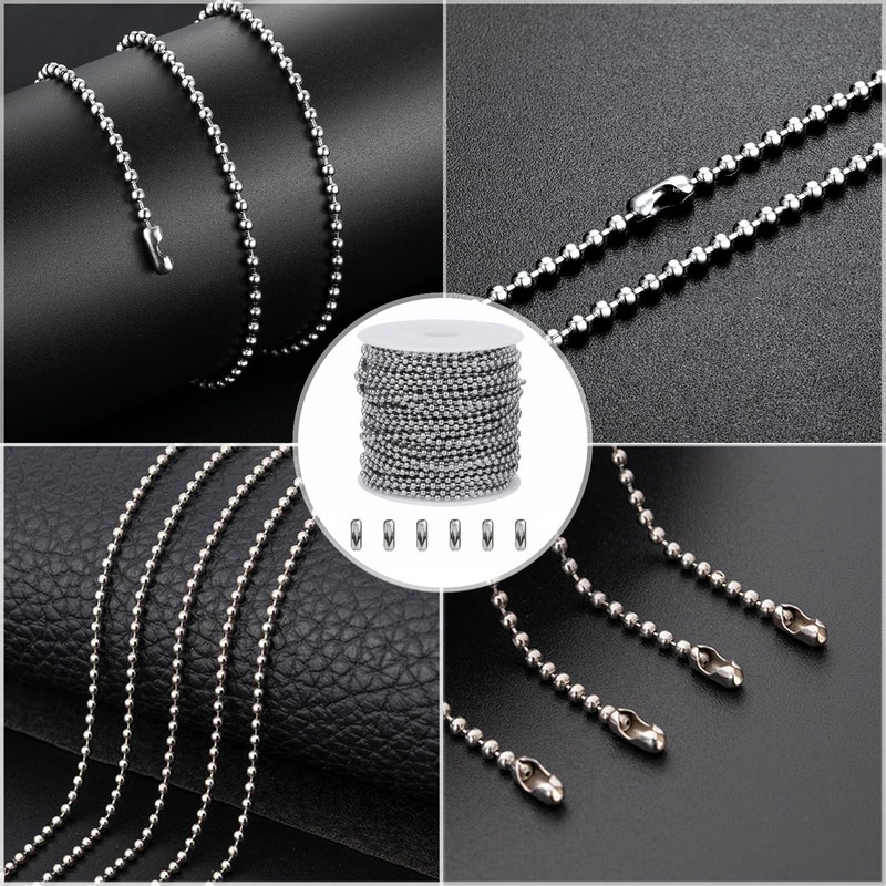 MAEXUS Ball Chain Keychain Parts 6m*2.4mm Stainless Steel Silver Chain