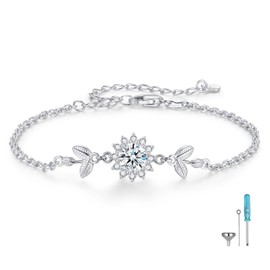 Nisgoin Sunflower Urn Bracelet for Ashes for Women- 925 Sterling Silver Cremation Bracelets for Ashes Memorial Keepsake Jewelry Gifts for Loss of Loved Ones