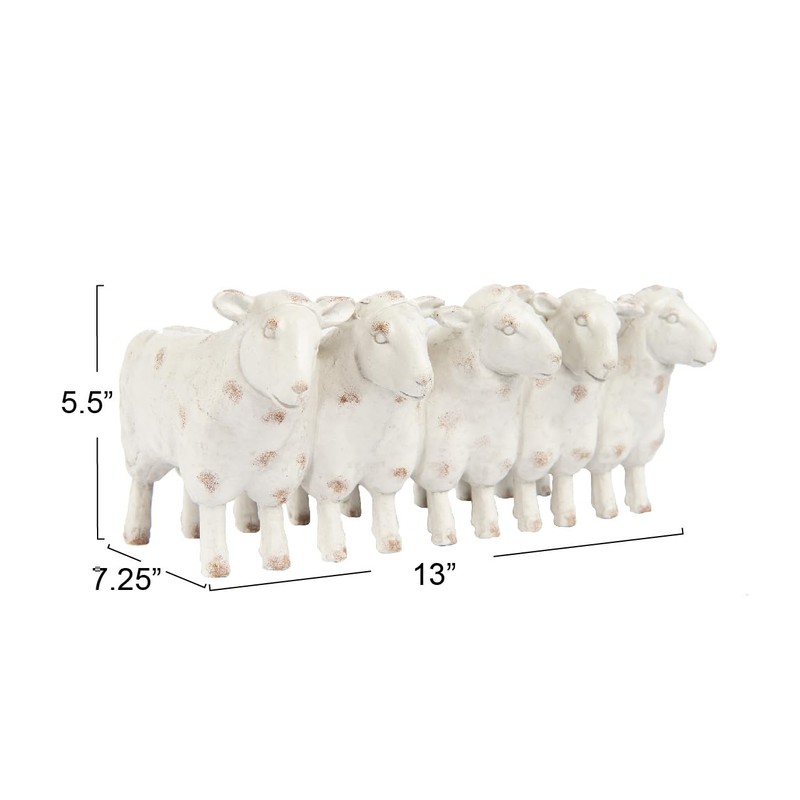 Creative Co-Op Resin Sheep Planter with Distressed Finish, White
