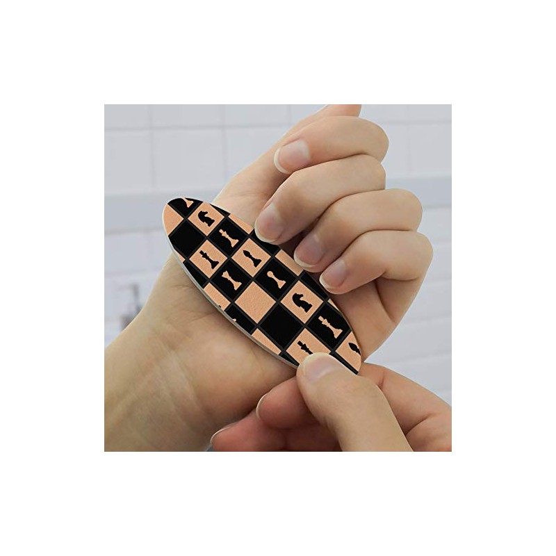 Chess Board Pieces Pattern Double-Sided Oval Nail File Emery Board