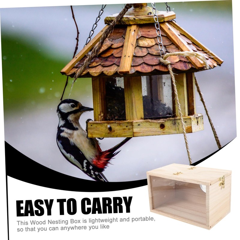 BESPORTBLE Wood Bird Nest Breeding Box Outdoor Cockatiel Nesting Box