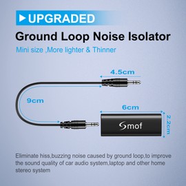Smof Upgraded Floor Loop Noise Reducer Noise Filter for Car Audio/Home Stereos (Completely Eliminate Buzzing Noise) with 3.5mm Audio Cable, Black
