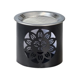 NKlaus Incense Burner Iron Smiley Pattern Black H 6 cm Tea Light with Strainer for Incense 10918