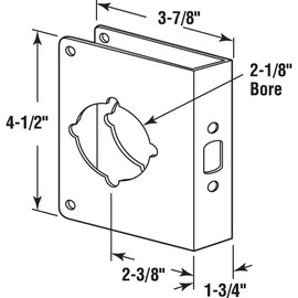 Defender Security U 9590 1-3/4 In. x 4-1/2 In. Thick Stainless Steel Lock and Door Reinforcer, 2-1/8 In. Single Bore, 2-3/8 In. Backset (Single Pack)