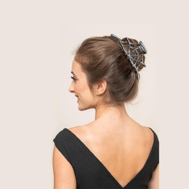 Pack of 3 Women's Silver Hair Clips with Gothic Skull Spider Design, Hair Accessories, Dark Fashion for Everyday Use and Seasonal Styles