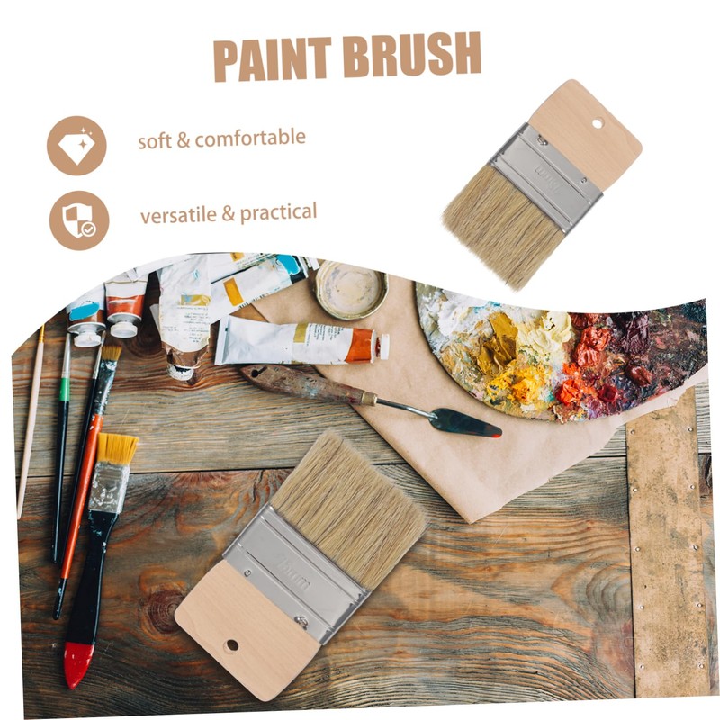Totority Beach Sand Brush with Handle Natural Boar Bristle Painting