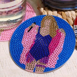 8 PCS Singer Diamond Art Coasters Kits, Pop Star Diamond Painting Coasters with Holder Set of 8, DIY Drink Coasters Art Crafts Supplies for Adults Cup Mat for Home Decor House Warming Gifts Non-Slip