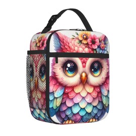 Cemfyzoch Animal Color Owl Kids Lunch Bag For Girls Boys Insulated Lunch Box Portable Reusable Tote Bags Lunchbox Cooler Bento Box Meal Prep Box Kid Women Men For School Travel Picnic Office Work