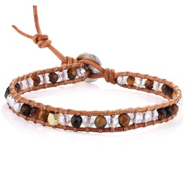 KELITCH Women Leather Wrap Bracelets Natural Turquoise Beaded Bracelets New Jewelry