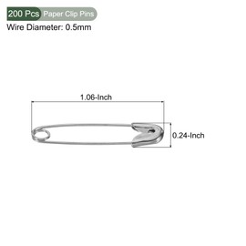 YOKIVE 200 Pcs Safety Pins, Large Metal Sewing Pins | Craft Making, Great for Clothing, Knitting, Sewing (Silver Tone, 1.06-Inch)