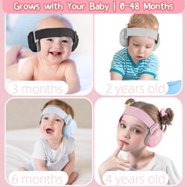 Baby Ear Defenders, Noise Reduction Earmuffs for 0-48 Months,SNR 27dB, Soft Earpads,Adjustable Headband,Comfortable Toddler Headphones Against Hearing Damage Improves Sleep,Travel Essentials (Pink)