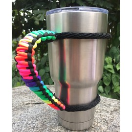 Handmade Paracord Handle for Yeti/Rtic/Ozark Trail Rambler 30 Oz Tumbler.(Colorful/black)