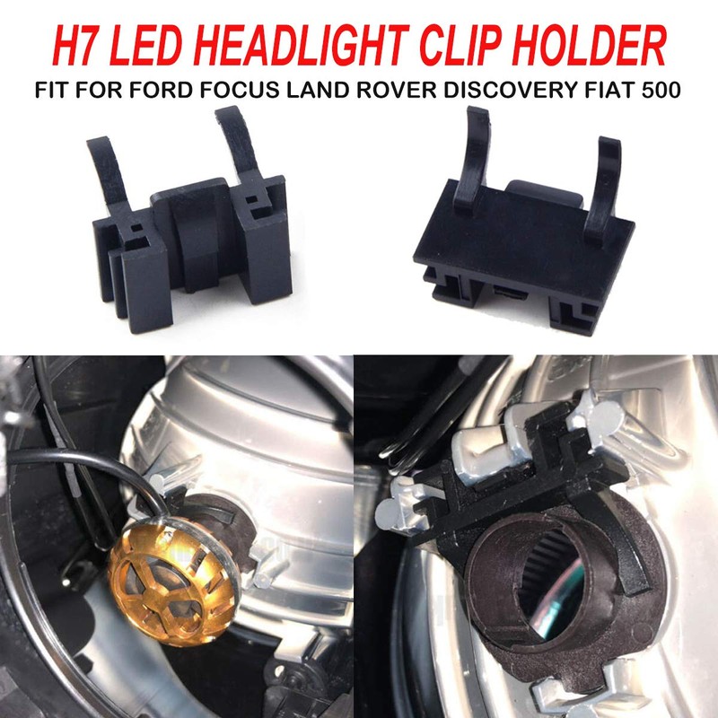 Riloer 2pcs H7 LED Headlight Bulb Holder Adapter Focus Low