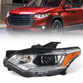 Huray Left HID/Xenon Headlight Fit for Chevy Traverse 2018-2021 L/LS/LT Cloth/LT Leather/RS Model, LH Headlamp with LED DRL Projector OE Factory Replacement for GM2502487 84887857 Driver Side