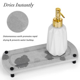 Fittoway Sink Caddy Instant Dry Kitchen Sink Organizer Kitchen Sink Caddy Sponge Holder for Kitchen Sink Diatomaceous Pedestal Stand Riser with Stainless Steel Feet Protection (Light Grey)