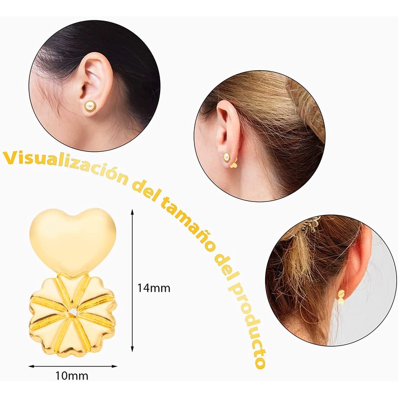 Dorkis 4 Pares de Levantadores de Oídos Ajustables, Earring Backs,