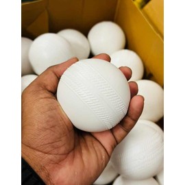White Hard Plastic Cricket Balls, Set of 12, 2.8 in Diameter