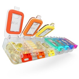 BEXEEN Pastillero semanal para 1 vez al día: pastillero para 7 días con sello impermeable mejorado, compartimentos grandes para vitaminas y suplemento