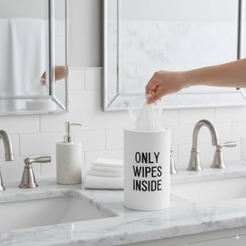 Wood Disinfecting Wipe Dispenser for Kitchen – Countertop Organizer Caddy, Storage Container White