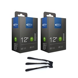 Schwalbe Inner Tube AV1 12 Inch 47/62-203 Valve 40 mm Straight for Children's Bicycle Scooter Pushchair with 3 MSZweirad Tyre Levers Pack of 2