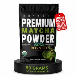 Roynest Matcha Orgánico Premium En Polvo 100  Matcha Puro Para Café Helado, Batidos, Bebidas Frías Y Repostería  Energía Limpia, Vegano, Sin Omg,...  