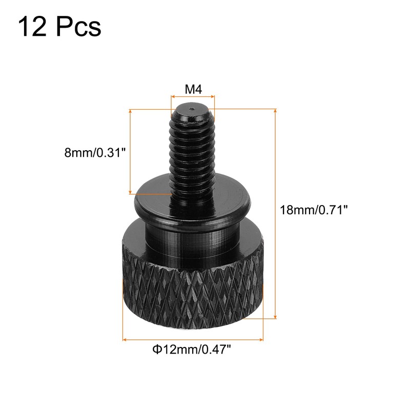 sourcing map 12pcs M4x8mm Knurled Thumb Screw Computer Case Threaded