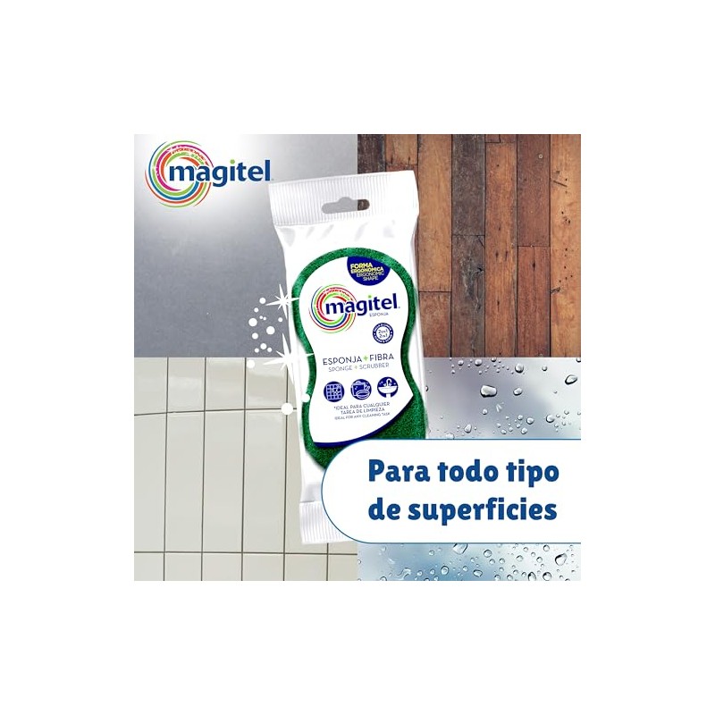 Magitel Esponja Ergonómica Práctica Doble Uso - Fibra Limpieza Profunda,
