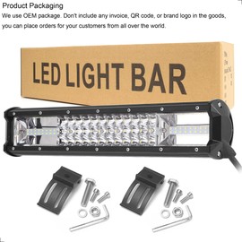 SUFEMOTEC New 16 Inch 216W Tri Row Offroad High Power Chips LED Light Bar Driving Work Lights for FJ Cruiser Off-Road 4WD 4x4 Tractor Pickup Truck Boat Military Marine UTV Headlight