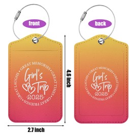 2 Pcs Girls Trip Luggage Tag, 2025 Name ID Labels with Privacy Cover and Metal Loop, Suitcase Tags Travel Tags for Luggage, Luggage Identifiers for Suitcases, Travel Accessories, Orange Gradient