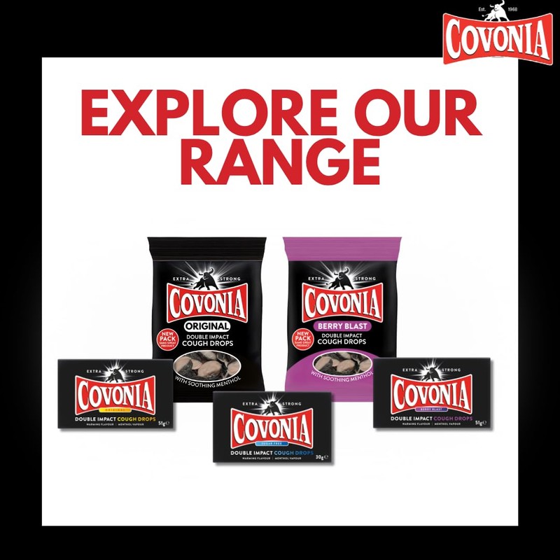 Covonia Double Impact Cough Drops Original 12 Bags x 51g,