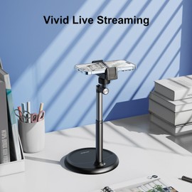 nediea Handy Ständer Handyhalterung Tisch, Höhenverstellbare Handyhalterung Schreibtisch für Filmen, 360 Grad Drehbar, Klemme Handyständer, Kompatibel mit 4-7 Zoll Handys