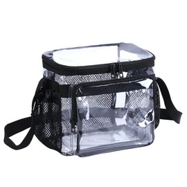 BORMELUN Stadium Approved Clear Lunch Bag - Heavy Duty Medium Transparent Box for Work Correctional Officers Men & Women (black)