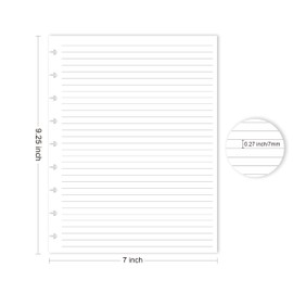9 Disc Pre-Punched Happy Planner Inserts, Discbound Lined Refills Paper, 100 Sheets (200 Pages), Loose Leaf, White, Classic Size, 7 x 9.25 Inch