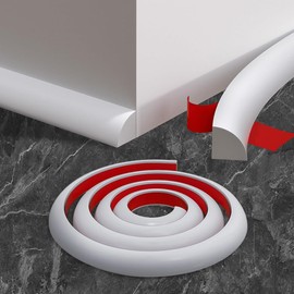 Flexible Quarter Round Molding, 158 Inch Peel and Stick Rubber Edge Trim, Self-Adhesive Waterproof Bendable Molding for Floor, Wall, Countertop, Tub, Cabinet, and Curved Stairs, White