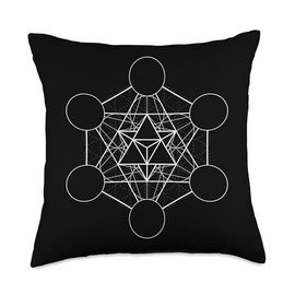 Metatrons Cube x Merkaba Hexagon Sacred Geometry Throw Pillow
