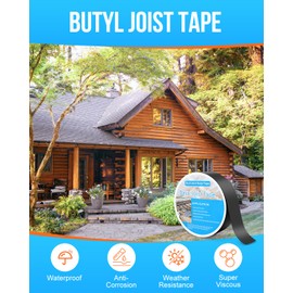 GCCSJ Deck Joist Tape 2" x 50', 12 Packs Butyl Joist Tape for Decking Waterproof Deck Tape, Anti-Corrosion Weather Resistance Self-Adhesive Flashing Tape for Wood Joists and Beams