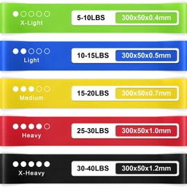 Omnikryp Fitnessbänder Widerstandsbänder Set 5er, Widerstandsbänder mit 5 Stufen, Fitnessband mit Tragetasche, Fitnessbänder für Muskelaufbau Pilates Yoga Physiotherapie Krafttraining Stretching