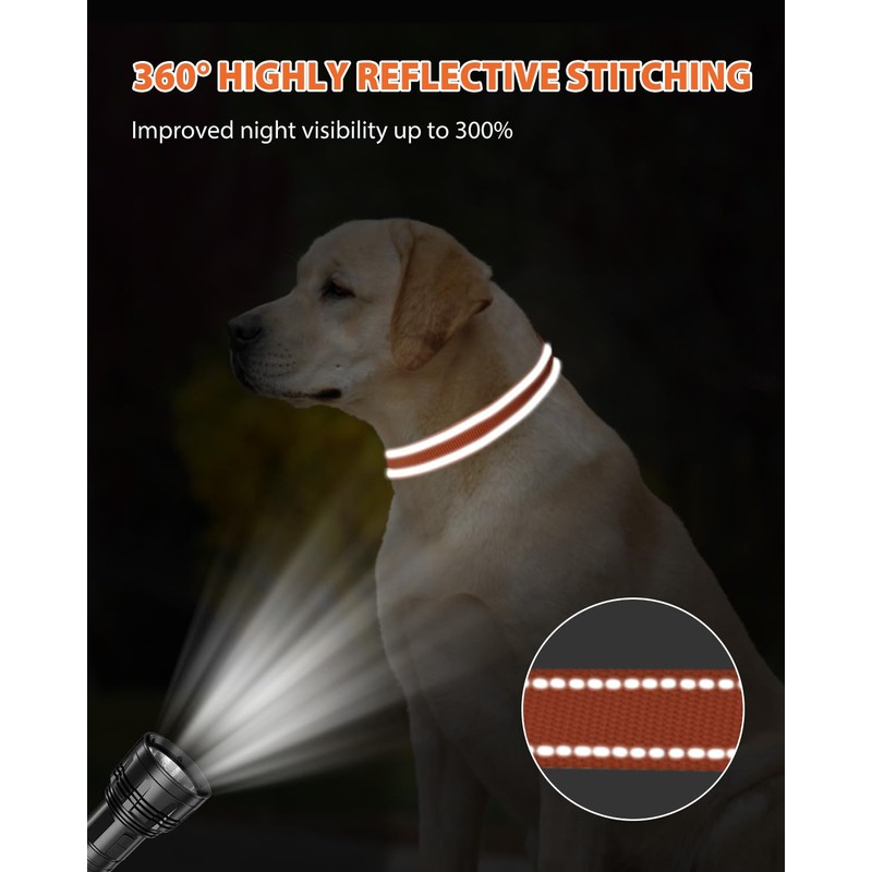 Joytale Reflective Dog Collar, Adjustable Nylon Pet Collar with Quick-Release