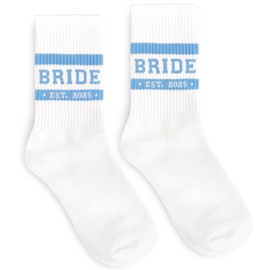 Muvtioc Bride Socks for Bridal Shower Gifts, Bride to Be Gifts, White Blue Bridal Socks for Wedding Engagement Bachelorette Party