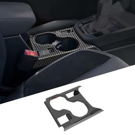 Fgtagtal Center Console Cup Holder Panel Trim Cover Compatible with Subaru Forester 2025, ABS Front Row Seat Water Cup Holder Panel Decoration Frame Accessories (Carbon Fiber Pattern)