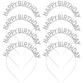 inSowni - Paquete de 8 diademas de metal con diamantes de imitación brillantes, color oro rosa, plata, para fiestas de cumpleaños, accesorios para niñas, niños, adolescentes, mujeres (plata)