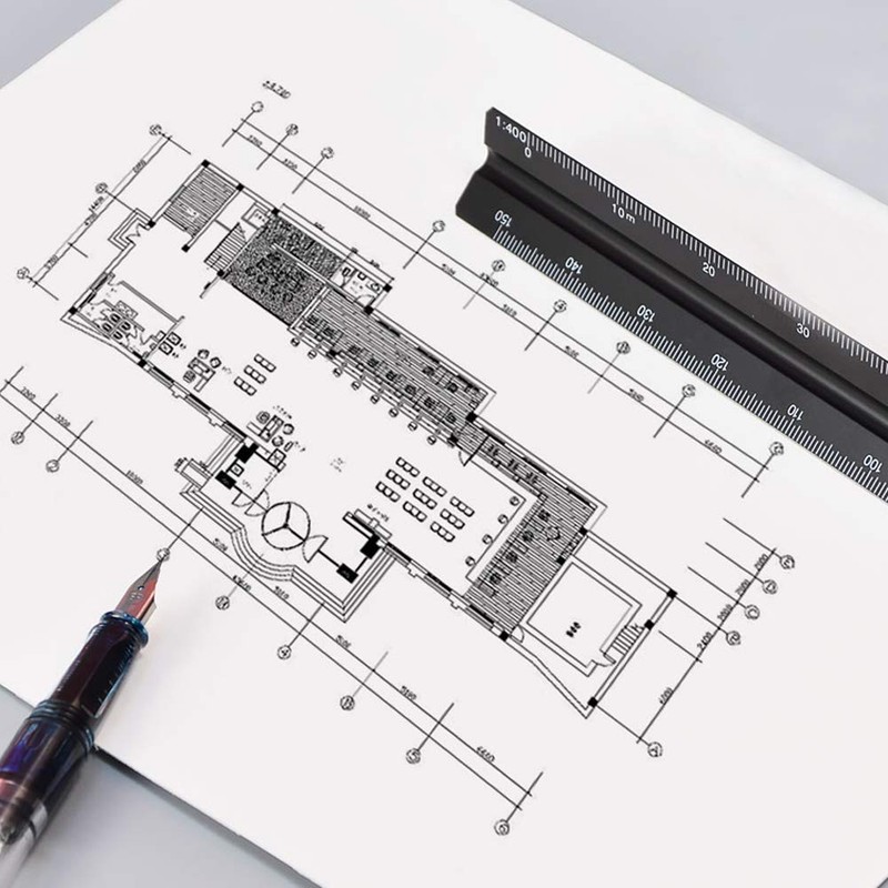 Metal Scale Ruler,Aluminium Triangular Scale Ruler for Architects & Engineers,Matrix