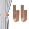 OCIOLI 2 Pieces Curtain Tiebacks Wood Curtain Holdbacks U Shaped