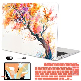 LCMOCICO Compatible with MacBook Air 13 inch Case M1 A2337 A2179 A1932 2022 2021-2018 Release with Retina Display & Touch ID, Crystal Pattern Plastic Hard Shell Case Cover, Phoenix Tree Flowers