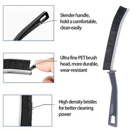 FLEXMAN 3-Piece Grout Cleaning Brush with Hard Bristles, Small Cleaning Brushes for Kitchens, Bathroom Taps, Corners, Tiled Surfaces, Shower Door Rails, Sink Off (Black)