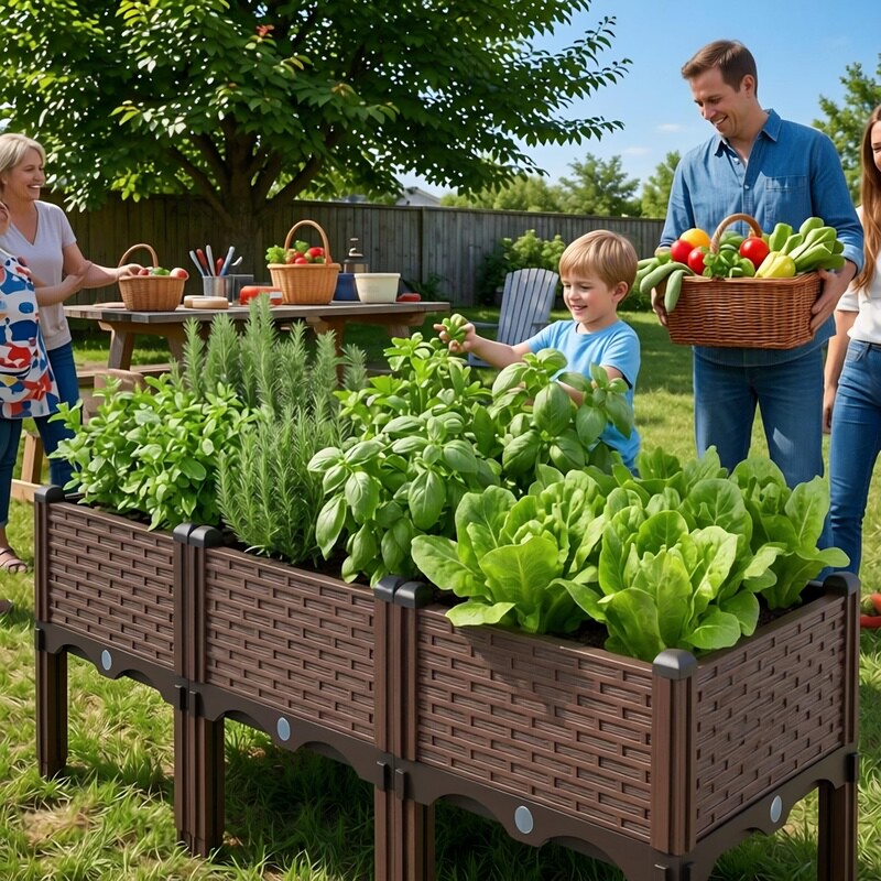 Growchum Modular Raised Garden Bed Kit – DIY Stackable Plant