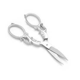 5.3 Inch Vintage Scissors Stainless Steel for Cross Stitch Cutting Embroidery Sewing Handcraft Craft Art Work DIY Tool (Silver)