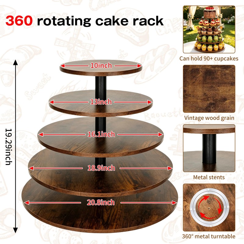 Cupcake Stand 5Tier Round Rustic Cupcake Stand Holds
